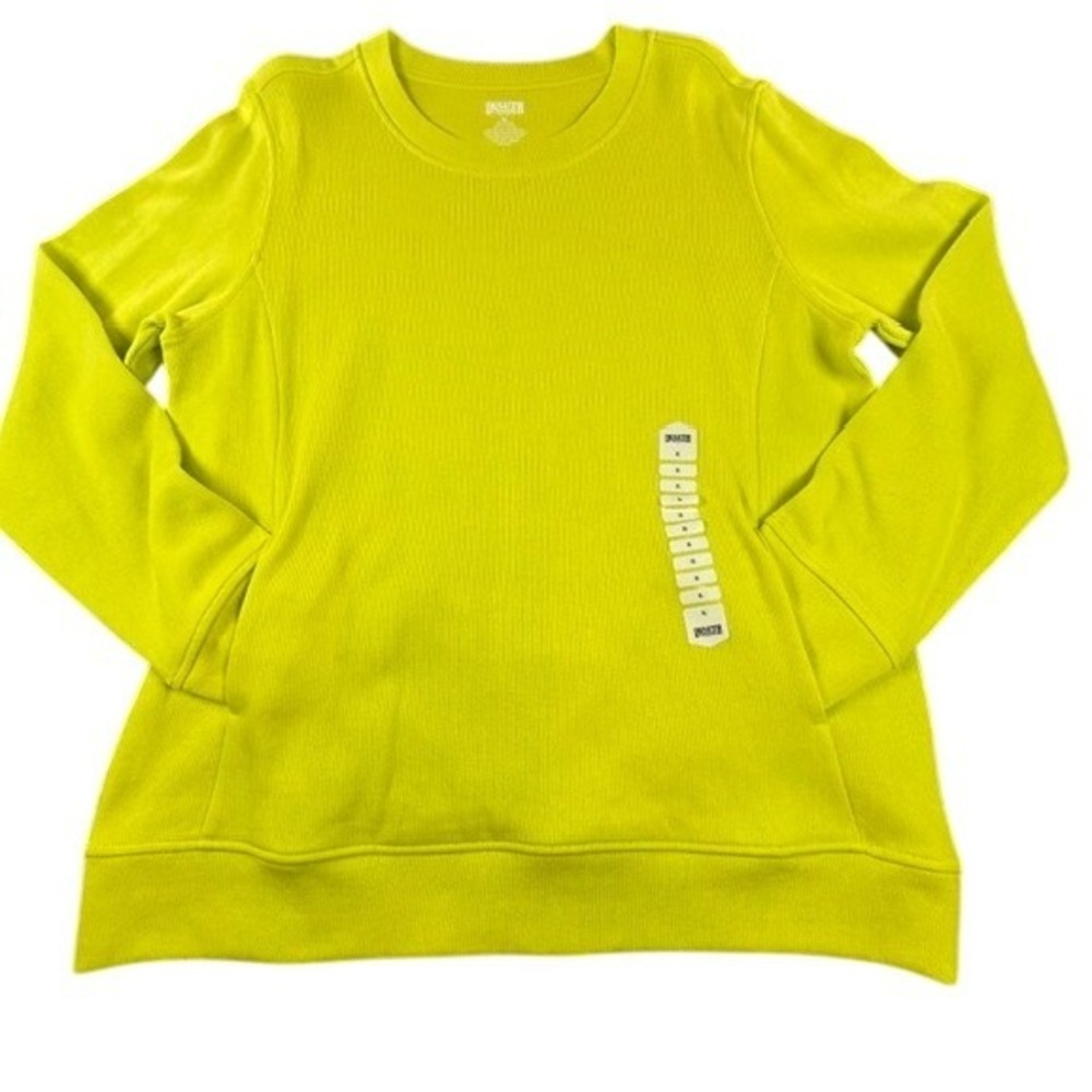 Duluth Trading Co Women's French Rib Crewneck Cotton Sweatshirt XL Yellow #20929
